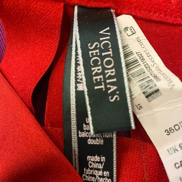 Victoria’s Secret Red Unlined Strappy Banded Demi Bra 36DD - Picture 9 of 12